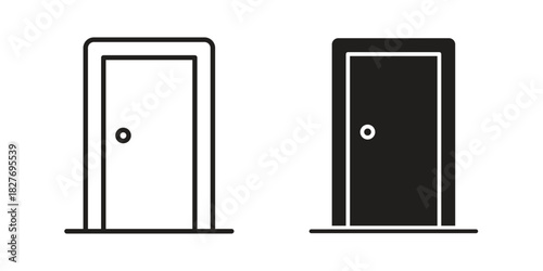 Door closed icons Concepts. black solid and line stroke designs for web and app use