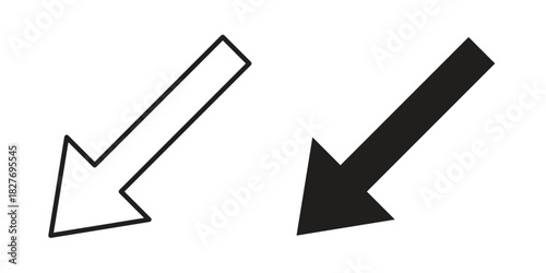 Down left icons Concepts. black solid and line stroke designs for web and app use