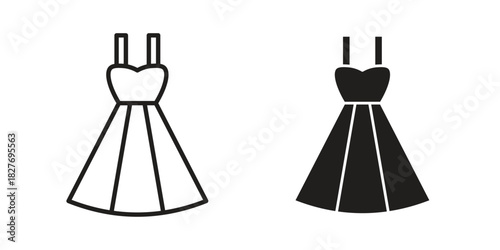 Dress icons Concepts. black solid and line stroke designs for web and app use