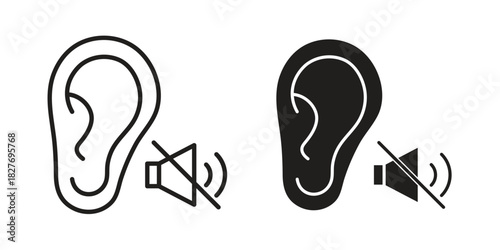Ear deaf icons Concepts. black solid and line stroke designs for web and app use