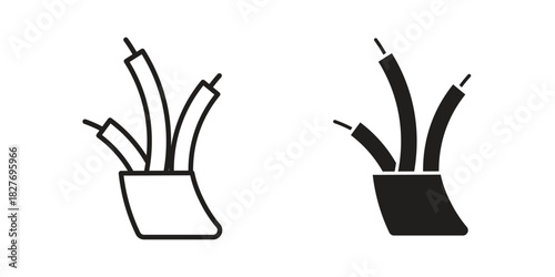 Electric cable icons Concepts. black solid and line stroke designs for web and app use