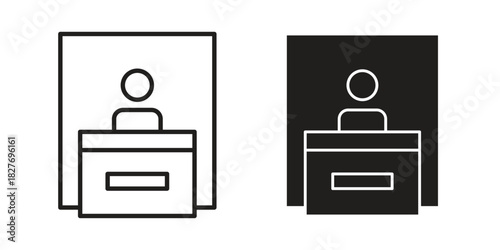 Exhibitor icons Concepts. black solid and line stroke designs for web and app use