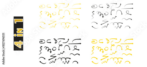 Hand Drawn Sketchy Arrow Symbols, Doodles of directional lines