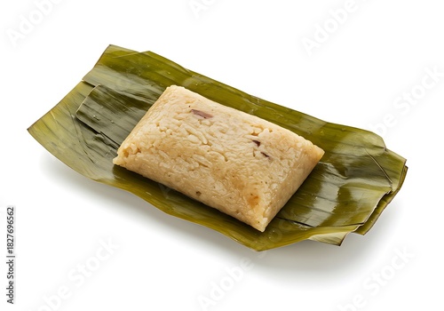 Illustration of traditional tamale wrapped in banana leaf, isolated on white background