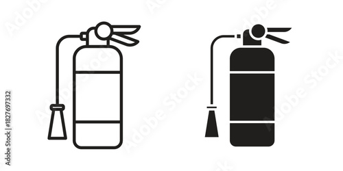 Fire extinguisher icons Concepts. black solid and line stroke designs for web and app use