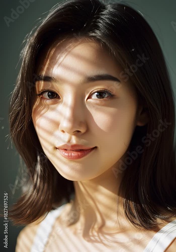 Soft morning light drawing gentle shadows across serene face