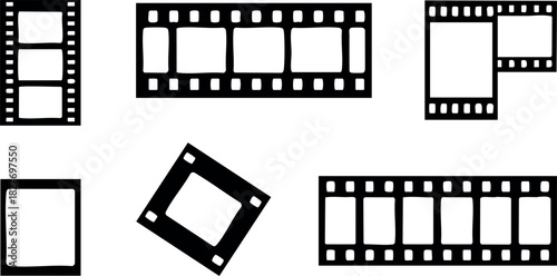 Film strip icons collection black simple vector illustration flat design isolated on white background