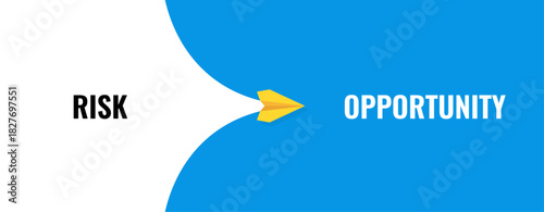 Transition from risk to opportunity with a paper plane symbolizing growth, progress, and change