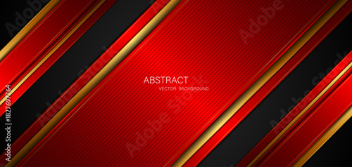 Abstract red and gold stripes and free space for design. modern technology innovation concept background	
