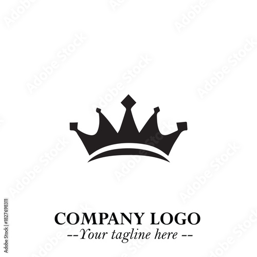 Elegant Black Crown Logo Symbol on a Clean White Background for Premium Branding Design