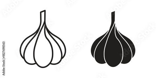 Garlic icons Concepts. black solid and line stroke designs for web and app use