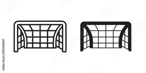 Goal net icons Concepts. black solid and line stroke designs for web and app use