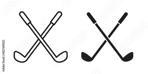 Golf club icons Concepts. black solid and line stroke designs for web and app use