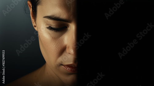 Light and shadow emotion portrait
Artistic psychological portrait representing human duality