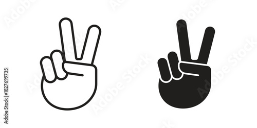 Hand peace icons Concepts. black solid and line stroke designs for web and app use