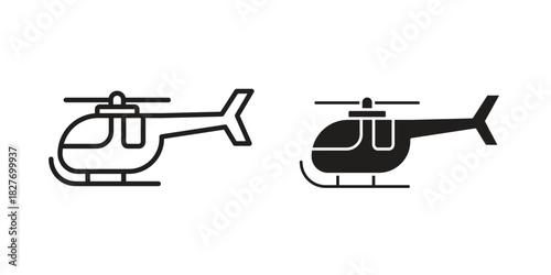 Helicopter icons Concepts. black solid and line stroke designs for web and app use