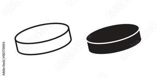 Hockey puck icons Concepts. black solid and line stroke designs for web and app use
