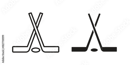 Hockey sticks icons Concepts. black solid and line stroke designs for web and app use