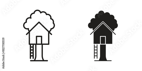House tree icons Concepts. black solid and line stroke designs for web and app use