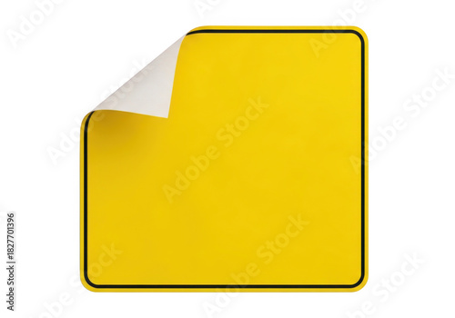 Free Download Blank yellow square sign with peeling corner isolated on transparent background - GFXLoad
