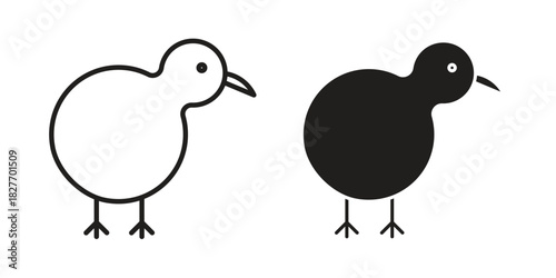 Kiwi bird icons Concepts. black solid and line stroke designs for web and app use