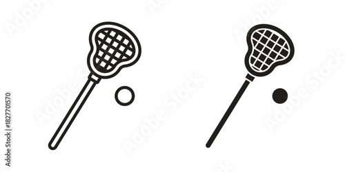 Lacrosse stick ball icons Concepts. black solid and line stroke designs for web and app use