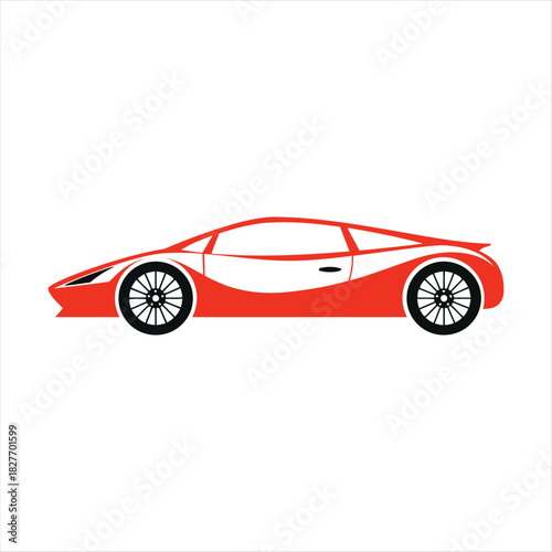 Sleek crimson sports car icon symbolizing speed, luxury, and modern automotive design, perfect for dynamic branding and fast-paced lifestyle themes