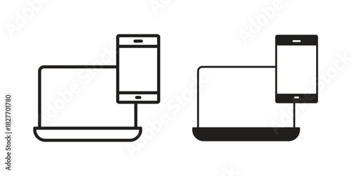 Laptop and Mobile icons Concepts. black solid and line stroke designs for web and app use