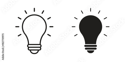 Light bulb icons Concepts. black solid and line stroke designs for web and app use