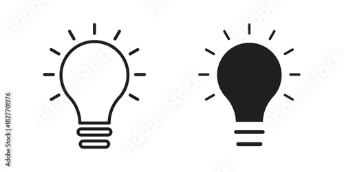 Lightbulb icons Concepts. black solid and line stroke designs for web and app use