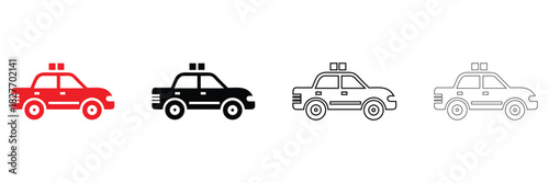city car icon vector set, car icon symbol vector, silhouette and line art