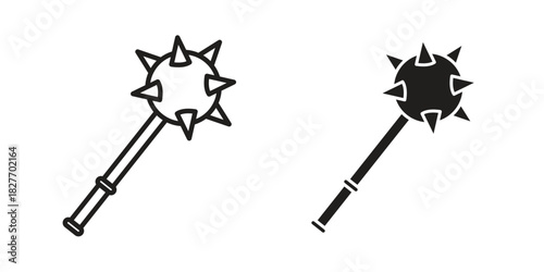 Mace icons Concepts. black solid and line stroke designs for web and app use