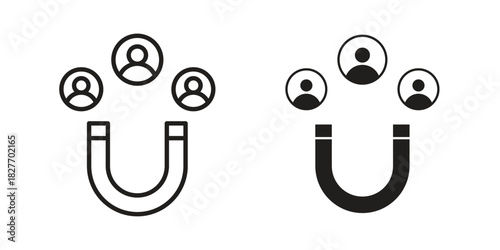 Magnet user icons Concepts. black solid and line stroke designs for web and app use