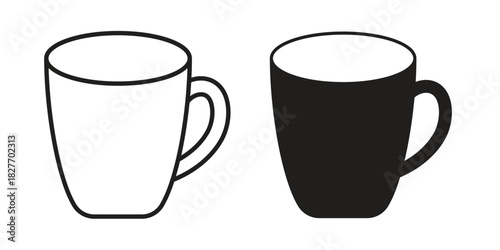 Marshmallows Mug icons Concepts. black solid and line stroke designs for web and app use