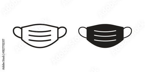 Mask face icons Concepts. black solid and line stroke designs for web and app use