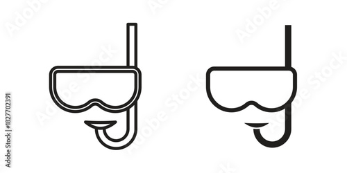Mask snorkel icons Concepts. black solid and line stroke designs for web and app use