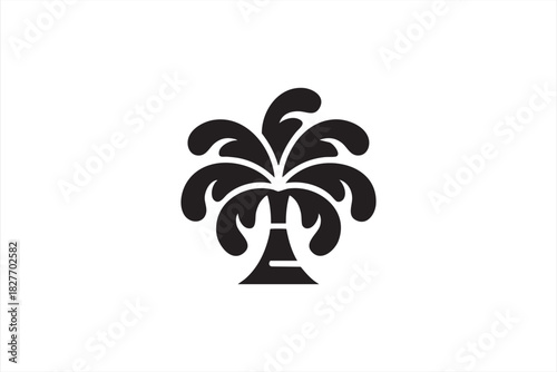 Palm tree silhouette icon for tropical travel branding