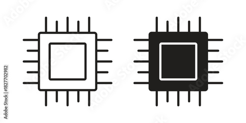 Microchip icons Concepts. black solid and line stroke designs for web and app use