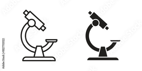 Microscope icons Concepts. black solid and line stroke designs for web and app use
