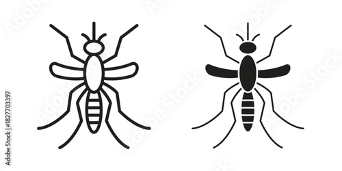 Mosquito icons Concepts. black solid and line stroke designs for web and app use