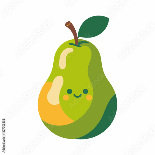 Pear Fruit Vector Illustration | Fresh Green Pear Icon Design