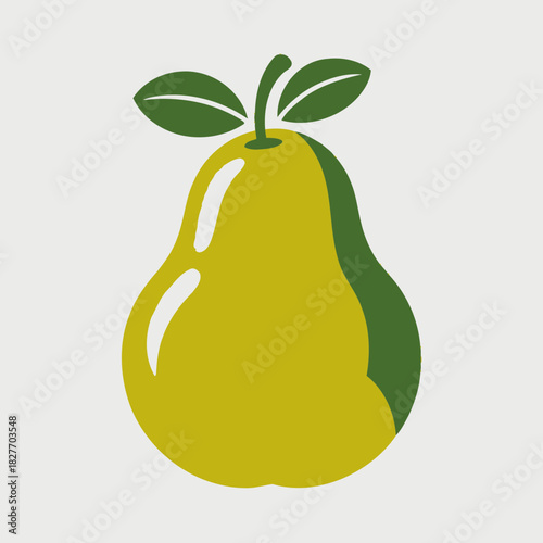 Pear Fruit Vector Illustration | Fresh Green Pear Icon Design