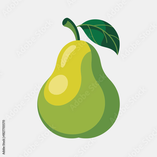 Pear Fruit Vector Illustration | Fresh Green Pear Icon Design