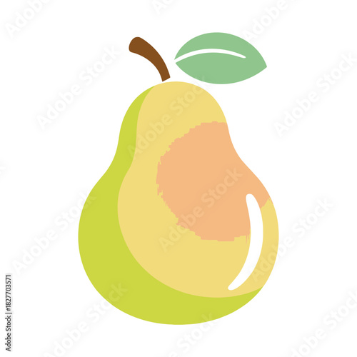 Pear Fruit Vector Illustration | Fresh Green Pear Icon Design