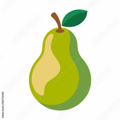 Pear Fruit Vector Illustration | Fresh Green Pear Icon Design