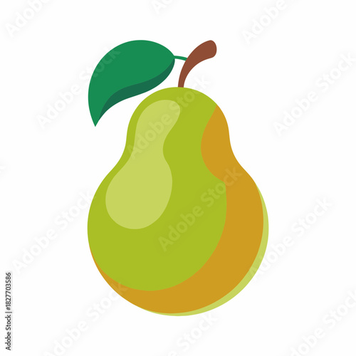 Pear Fruit Vector Illustration | Fresh Green Pear Icon Design