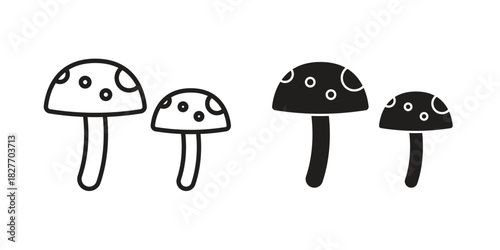 Mushroom icons Concepts. black solid and line stroke designs for web and app use