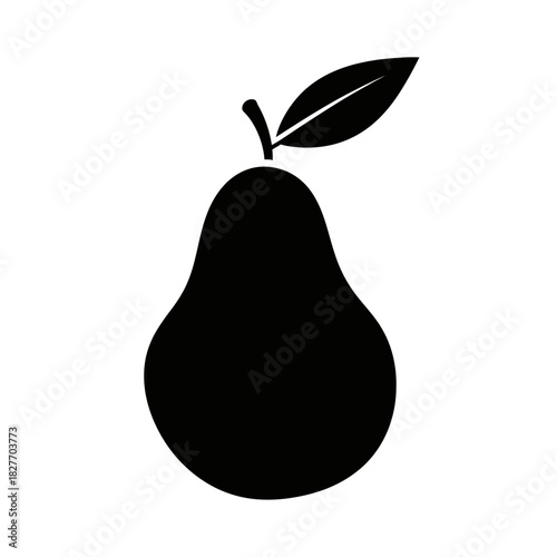 Pear Silhouette Icon Vector | Simple Black Fruit Shape