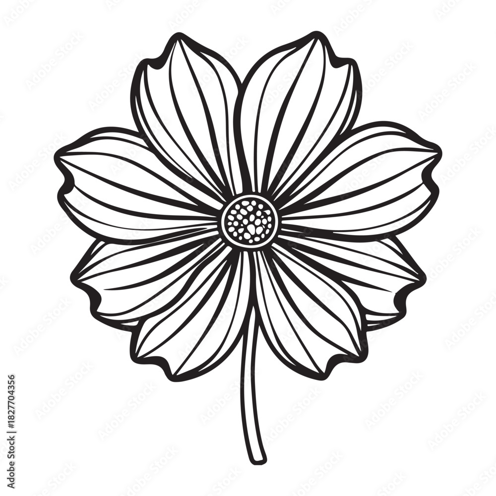 Fototapeta premium Simple cosmos flower silhouette vector icon