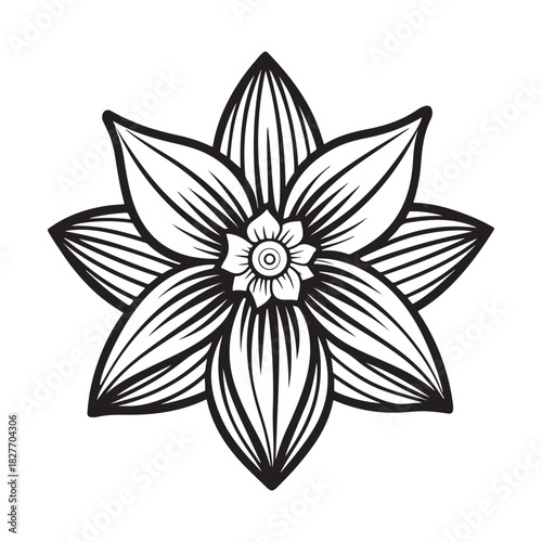 Minimal daffodil bloom line art vector icon